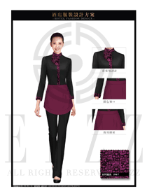 紫色围裙款西餐厅服务员制服设计图1253