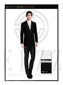 时尚黑色条纹西服套装酒店西餐厅领班服装款式图070