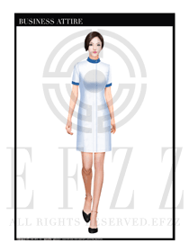 白色立领长裙款按摩技师制服设计图1378