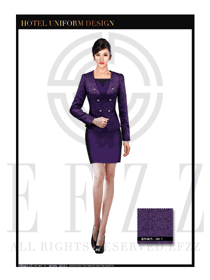 时尚紫色修身短裙制服款酒店大堂服装款式设计图1005