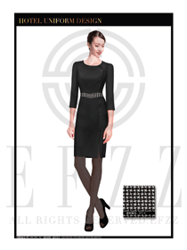 黑色长裙女款酒店西餐厅领班制服设计图077