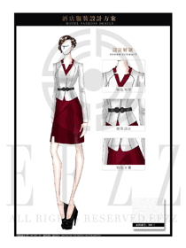 时尚白色长袖短裙款大堂经理制服设计图1025