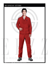 时尚酒红色男款4S店工作服款式设计图1125