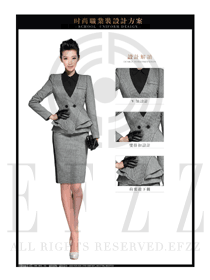 灰色韩版修身款女秋冬职业装制服设计图1416