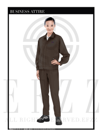 时尚深灰色长袖女款工程服装制服设计图1135