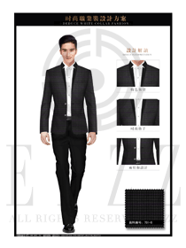 黑色格子韩版男职业装西服服装款式图420
