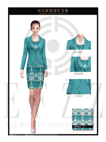 青绿色时尚修身短裙款女大堂经理制服设计图1034