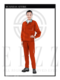 橙色女款长袖车间春秋工程服制服设计图1140