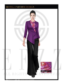 时尚紫色女款中餐迎宾服装款式设计图817