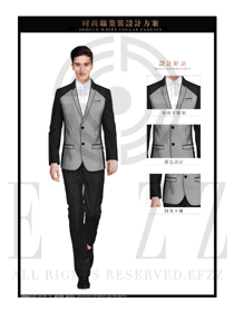 时尚灰色韩版修身款男职业装西服制服款式图432