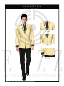 米黄色韩版职业装套装男款大堂经理制服设计图1045