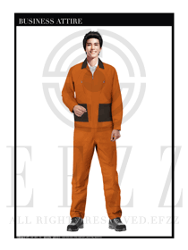 时尚橙色长袖男款春秋工程服款式图1158
