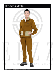 棕色女款长袖春秋工程服制服设计图1159