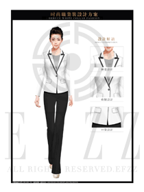 白色修身款女秋冬职业装套装制服设计图1436