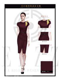 OL时尚红色女职业装夏装制服设计图686