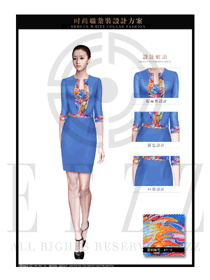 蓝色ol时尚女职业装夏装制服设计图688