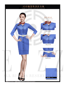 天蓝色ol时尚女职业装夏装制服设计图697