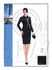 时尚黑色修身款职业套裙女装专卖店营业员制服设计图1533