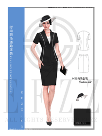 新款黑色职业套裙款专卖店营业员制服设计图1543