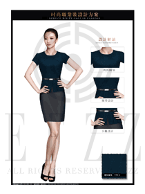 新款墨绿色韩版女职业装短裙款夏装制服设计图710