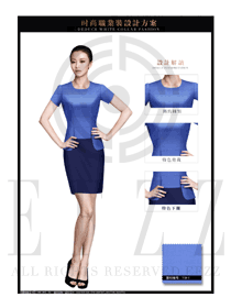 新款天蓝色韩版女职业装短裙款夏装制服设计图713
