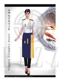 新款白色短袖女款中餐厅厨师服款式设计图437