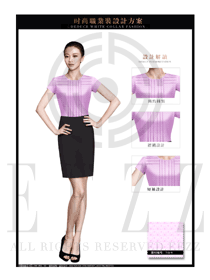 新款粉红色韩版修身款女职业装夏装制服设计图720