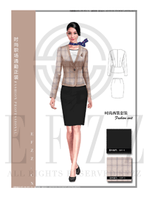 浅卡其色短裙款专卖店营业员制服设计图1551