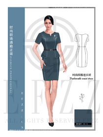 时尚短袖连衣裙款专卖店营业员服装款式图1553