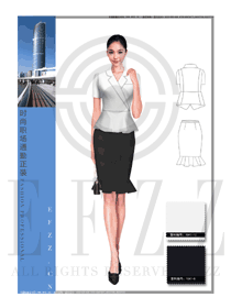 时尚白色职业套裙款专卖店营业员服装款式图1556