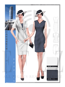 灰色修身连衣裙款专卖店营业员制服设计图1557