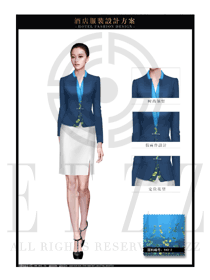 新款深蓝色长袖女款酒店经理制服设计图474