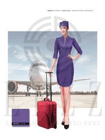 最新原创紫色旗袍款空姐服装款式图797