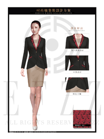 时尚黑色长袖女款酒店大堂经理制服设计图1126