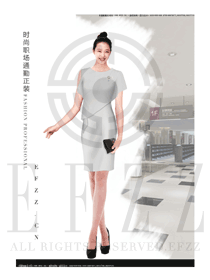 时尚灰色连衣裙款女职业装夏装服装款式图733