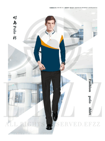 原创设计藏青色短袖男职业装T恤服装款式图110