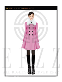 新款粉红色女职业装OL大衣制服款式效果图170