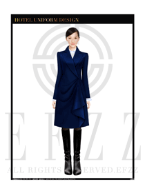 时尚深蓝色女职业装OL大衣制服设计图171
