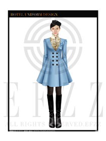 时尚浅蓝色女职业装OL大衣制服设计图178