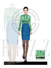 绿色长袖女款女职业装夏装制服设计图507