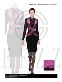 新款紫红色女款酒店中餐领班服装款式图111