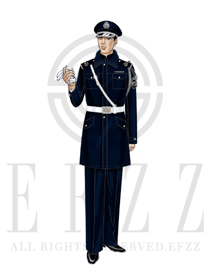 原创制服设计藏蓝色男款冬季保安服大衣服装效果图059