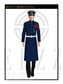 新款深蓝色男款冬季保安服大衣制服设计图060