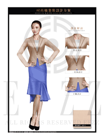 原创制服设计卡其色女秋冬职业装服装款式图1491