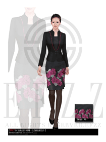 时尚黑色长袖女款酒店经理服装设计图437