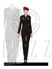 时尚黑色长袖女款猎装保安服设计图313
