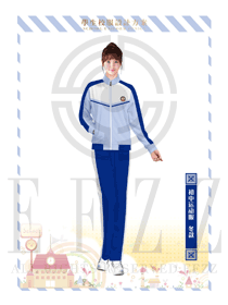 原创设计蓝色女款运动服学生服制服款式图027