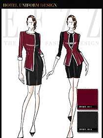 新款红色短裙款夜总会KTV服务员制服设计图623