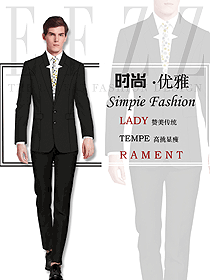 时尚黑色长袖男款专卖店营业员制服设计图1575