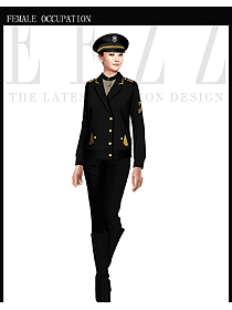 黑色长袖女款保安服夹克服装款式图321